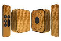 Skinomi Gold Carbon Fiber Full Body Skin Compatible with Apple TV (4th Gen, 2015)(Full Coverage) TechSkin Anti-Bubble Film