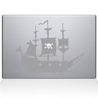 The Decal Guru Pirate Ship MacBook Decal Vinyl Sticker - 15" MacBook Pro (2015 & Older) - Silver (1168-MAC-15P-S)