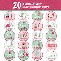 Baby Monthly Stickers - (Set of 20) Baby Milestone Stickers for Girls, Baby Girl Gifts on Every Baby Registry with All 12 Month Stickers, Perfect Baby Shower Gift by BebeTales