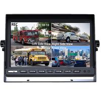 4 Split Screen 9'' Quad View Display HD Monitor with 4 Pin GX12-4 Aviation Connectors