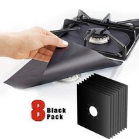 Sunny Town Stove Burner Covers- Reusable Gas Range Protectors,Non-stick Stovetop Burner Liner Cover-Size 10.6"x 10.6"-Double Thickness 0.2mm,FDA Approved, Heat-resistant,8 Black Pack