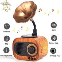 BGJOY Bluetooth Speaker,Portable Wireless Retro Speaker,Louder,Stereo,Longer Playtime,Built-in Mic Compatible with iPhone/Samsung/Andriod/PC/Laptop Ehco dot Support USB/TF Card/AUX for Kitchen/Shelf