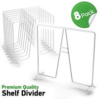 Xabitat Closet Wire Shelf Divider - New and Improved Vertical Organizer with Easy Clamping - Powder Coated Steel Wire Wardrobe Separators - Set of 8 - White