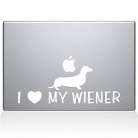 The Decal Guru I Love My Wiener Decal Vinyl Sticker, 12" MacBook, White (1448-MAC-12M-W)