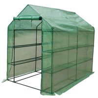 Sundale Outdoor Gardening Large 4 Tier 12 Shelf Hot Green House with PE Cover and Zipper Door, Waterproof Walk in Plant Green House, UV Protection, Insect Prevention, 97"(L) x 56"(W) x 77.6"(H)