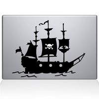 The Decal Guru Pirate Ship MacBook Decal Vinyl Sticker - 13" MacBook Pro (2016 & Newer) - Black (1168-MAC-13X-BLA)