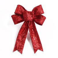 Tinksky Christmas Bowknot Gold Glitter Artificial Bowknot Christmas Tree Wreaths Decor Christmas Decorations (Red)