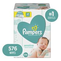 Pampers Sensitive Water-Based Baby Diaper Wipes, 9 Refill Packs for Dispenser Tub - Hypoallergenic and Unscented - 576 Count