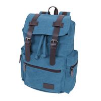 Lisli Mens Traveling Canvas Backpack Vintage Leather Backpacks Woens Casual Rucksack Satchel Bookbag Mountaineering Bag Hiking Daypacks Laptop Backpacks (Blue)