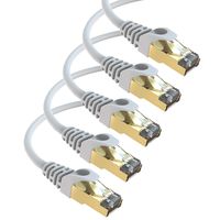 Maximm Cat7 Ethernet Cable, 25 Feet, White [5 Pack] Pure Copper RJ45 Gold-Plated Connectors 600 MHz, 10 Gbps. for Fast Speed & Performance. for Computers to Network Components