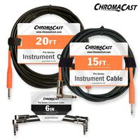 ChromaCast CC-PSCBL-SRAPSOR Sunset Orange Stage Ready Cable Pack with 15/20 Feet Cable and 6-Inch Patch Cable