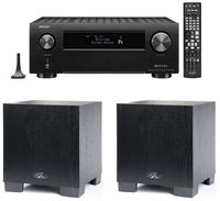 Denon AVR-X4500H 9.2 Channel A/V Receiver with HEOS and Qty: 2 Martin Logan Dynamo 300 8" Powered Subwoofer Bundle