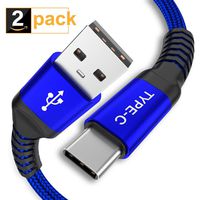 USB Type C Cable, AkoaDa (2 Pack 6.6ft) USB to USB C Cable Nylon Braided Fast Charger Cord for Samsung Galaxy S10 S9 9 Note 8 S8 Plus,Google Pixel XL