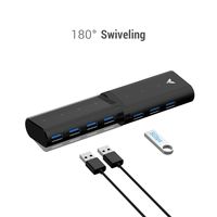 MAKETECH 7-Port Rotatable USB 3.0 HUB with Swiveling Connector, Built-in 3ft USB 3.0 Cable and Included 12V / 2A Power Adapter for iMac, MacBook, MacBook Air, MacBook Pro, Mac Mini or Any PC