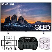 Samsung QN55Q80RA 55" Q80 QLED Smart 4K UHD TV with 1 Year Warranty (2019 Model)(Renewed) Flat Wall Mount Bundle with Deco Gear 2.4GHz Wireless Keyboard Smart Remote and 6-Outlet Surge Protector