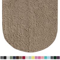 Gorilla Grip Original Luxury Chenille Oval Bath Rug Mat, 42x24, Extra Soft and Absorbent Large Shaggy Bathroom Rugs, Machine Wash Dry, Plush Carpet Mats for Tub, Shower, and Bath Room, Beige