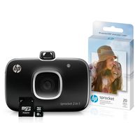 HP 5MS96A Sprocket 2-in-1 Portable Photo Printer & Instant Camera Bundle with 8GB Micro SD Card and Zink Photo Paper, Black (Pack of 3) (Renewed)