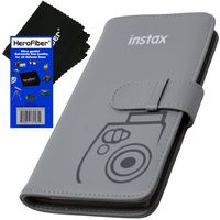 Fujifilm Instax Mini Series 108 Photo Wallet Album (Smokey White) for Instax Mini 9, 8, 7s, 25, 26, 50s, 70, 90 Instant Cameras, SP-1 & SP-2 Smartphone Printers + HeroFiber Ultra Gentle Cleaning Cloth