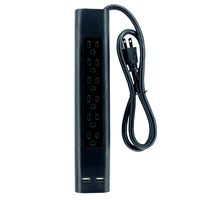 Shaxon PYF-62BK 6 AC Outlet Power Strip with 2 USB Ports Combined 2.4A, Black