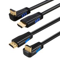 HDMI Cable[2 PCS], CableCreation 6 Feet Upward Angle 4K HDMI 2.0 Cable + 6 Feet Downward Angle 4K HDMI 2.0 Cable, Support 4K Ultra HD, 3D Video, Ethernet, Audio Return Channel, Black