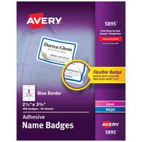 Avery Premium Personalized Name Tags, Print or Write, Blue Border, 2-1/3" x 3-3/8", 400 Name Tags (5895)