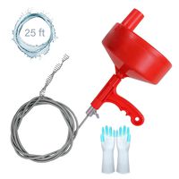 Plumbing Snake 25-FT, Drain Auger Clog Remover Plumbing Pipe Unblocker Cleaner, Sewer/Bathtub Drain/Kitchen Sink Cleaner, With Gloves By KINGLEV