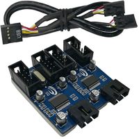 COMeap 9 pin USB Header Male 1 to 4 Female Motherboard Extension Cable USB 2.0 HUB Connector Adapter for Port Multiplier