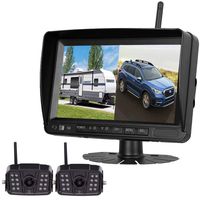 Digital Wireless Dual Backup Camera HD 1080P 2019 Vision 7''DVR Monitor Kit for RVs,Trucks,5th Wheels Support Split/Quard View Screen High-Speed Observation System IP69K Waterproof Driving/Reverse