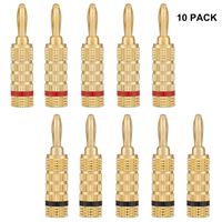 WGGE WG-3333 24k Gold Plated Speaker Banana Plugs-Closed Screw Type (5 Pairs (10 PLUGS))