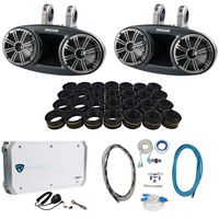 Kicker 41KMT674 6.75" Marine Wakeboard Speakers+Tweeters+4 Ch Amplifier+Amp Kit