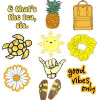 Cute Stickers Pack,VSCO Vinyl Yellow Stickers for Laptop,Water Bottles,Hydro Flask,Fashion Stickers for Teens,Girls Perfect for Lugguage,Car, Skateboard, Motorcycle, Bicycle