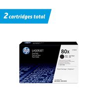 HP 80X | CF280XD | 2 Toner Cartridges | Black | High Yield