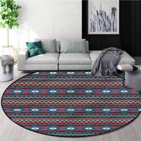 RUGSMAT Aztec Modern Flannel Microfiber Non-Slip Machine Round Area Rug,Zigzag Lines Antique Rhombus Protect Floors While Securing Rug Making Vacuuming Round-71