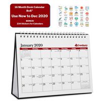 Cranbury Small 2020 Desk Calendar 8x6 (Red), Monthly Flip Desktop Counter Top with Bonus Planner Stickers for Family and Office, Seasons, Sturdy, 16 Months, Use from September 2019 to December 2020
