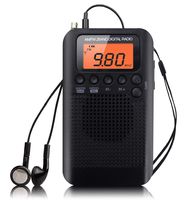Amicc Pocket 2-Band Digital Tuning AM/FM Stereo Radio Mini Receiver w/Earphone (Black)