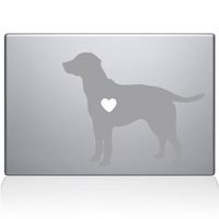 The Decal Guru Labrador Retriever Love Silhouette Decal Vinyl Sticker, 13" MacBook Pro (2015 & Older Models), Silver (2337-MAC-13P-S)