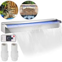 Patiolife Pool Fountain Stainless Steel Pool Waterfall 35.4" x 4.5" x 3.1"(W x D x H) with LED Strip Light Waterfall Spillway Rectangular Garden Outdoor