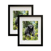 Golden State Art, Set of 2, 11x14 Black Photo Frame with Real Glass and White Mat for 8x10 Picture (Pack of 2)