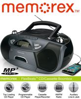 Memorex MP3262 FlexBeats CD/Cassette Boombox - Black (Refurbished)