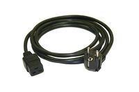 Interpower 86235030 Continental European AC Cord Set, Angled CEE 7/7 Plug Type, IEC 60320 C19 Connector Type, Black Plug Color, Black Cable Color, 16A Amperage, 250VAC Voltage, 2.5m Length