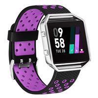 UMAXGET Compatible with Fitbit Blaze Band with Metal Frame, Silicone Breathable Sport Wristband Two Tone Bracelet Compatible with Fitbit Blaze Smart Watch, Women Men