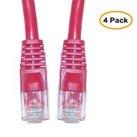 25 FT (7.6M) Cat5e Networking Ethernet UTP Crossover Cable, 350Mhz, (25 Feet/7.6 Meters) Cat 5e Snagless Molded Boot Cable Red ED696344 (4 Pack)