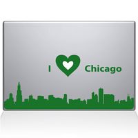The Decal Guru I love Chicago Decal Vinyl Sticker, 15" MacBook Pro (2016 & Newer Models), Green (2328-MAC-15X-LG)