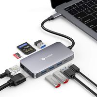 Andobil USB C Hub, Upgraded 100W PD Charging, 4K USB C to HDMI, Ethernet, 4 x USB 3.0, SD/TF Card Reader, Compatible with 2018 MacBook Air, 2019/2018 MacBook Pro and Other Type C Laptops (Gray)