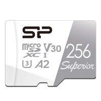 Silicon Power 256GB R/W up to 100/ 80MB/s Superior Micro SDXC UHS-I (U3), V30 4K A2, High Speed MicroSD Card with Adapter
