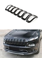 Dwindish Black ABS 3D Front Insert Mesh Grill Bright Circle Frame Cover For Jeep Cherokee 2014 Up