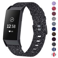 NANW Woven Bands Compatible with Fitbit Charge 3 Bands/Charge 3 SE, Soft Breathable Fabric Replacement Wristbands Strap Sports Accessories for Women Men, Large Small