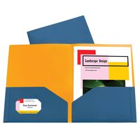 C-Line Two-Tone Pocket Super Heavyweight Poly Portfolio, Pack of 6, Steel Blue/Amber Orange Interior (34725)