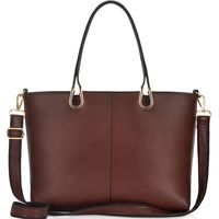 Laptop Bag for Women,Casual Business Computer Bags for Women 15.6 Inch,Large Tote Bag Briefcase with Wide Crossbody Strap,Coffee