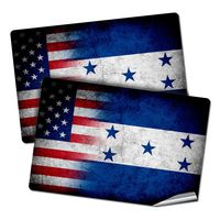 ExpressItBest Two 2"x3" Decals/Stickers with Flag of Honduras - Rustic w USA Flag - Long Lasting Premium Quality